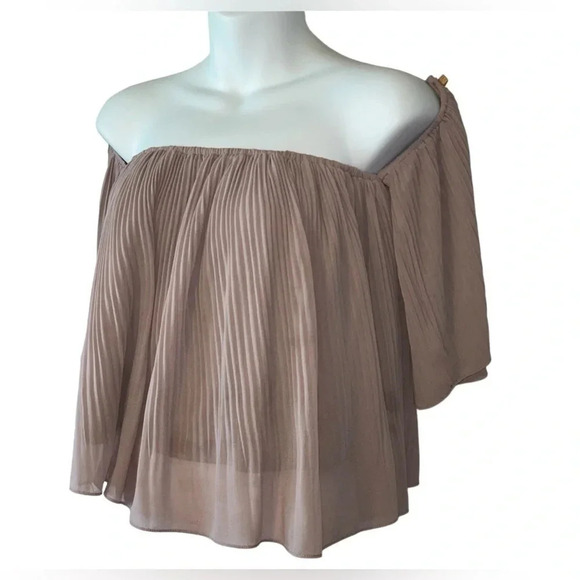 She + Sky Tops - She + Sky Sheer Off-the-Shoulder Top
